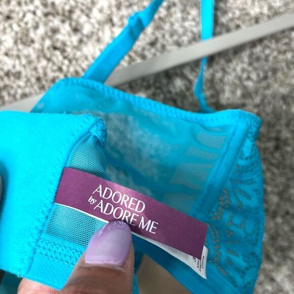 Adore Me Bra Women’s 34B Dakota Contour Scuba Light Blue Lace Push Up NWT - Picture 5 of 6